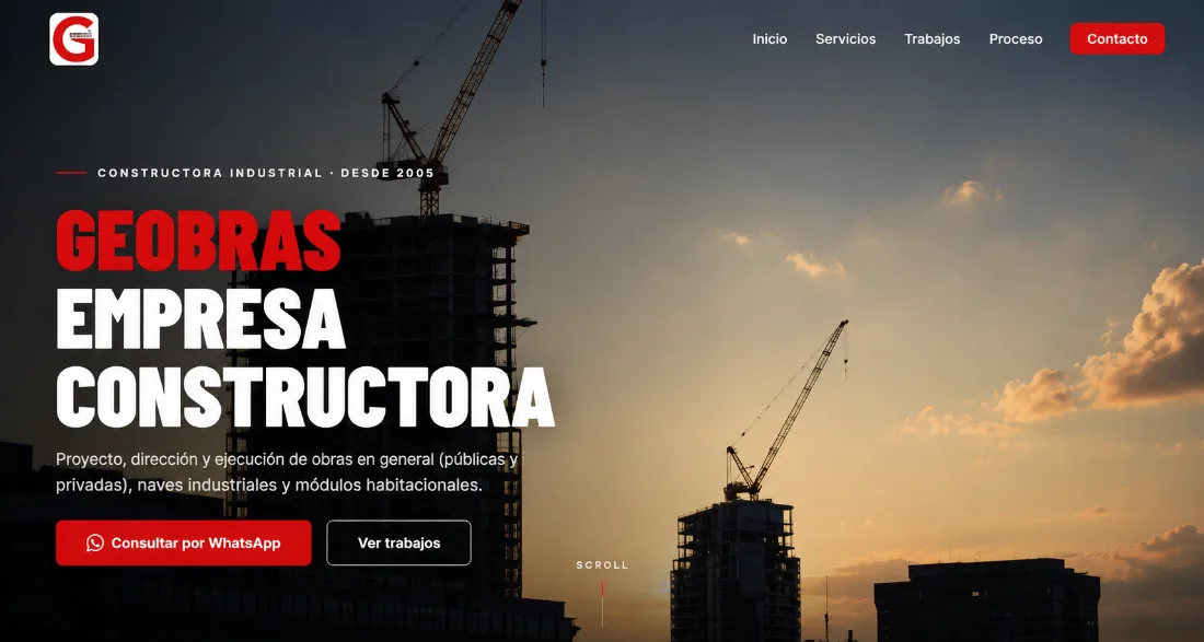 Sitio web de GEOBRAS — empresa constructora