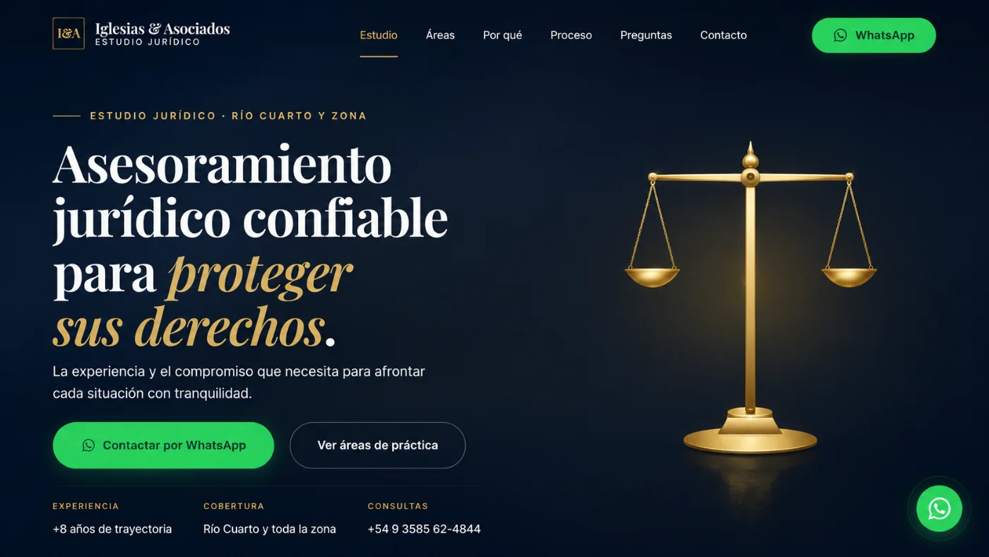 Sitio web de Iglesias & Asociados — estudio jurídico